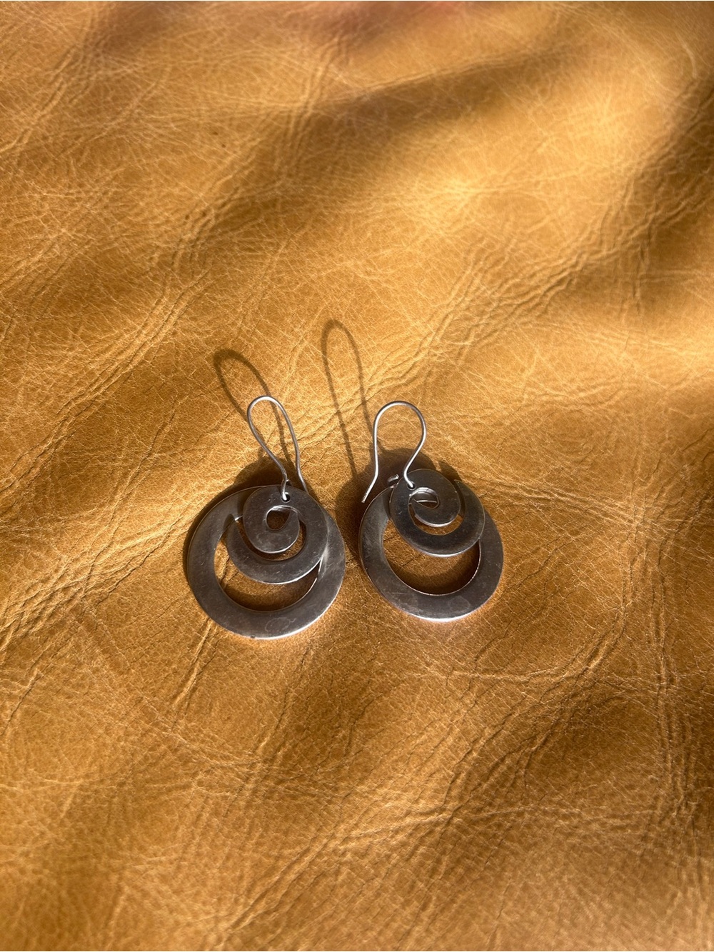 Sterling Silver Triple Hoop Drop Earrings - Silver